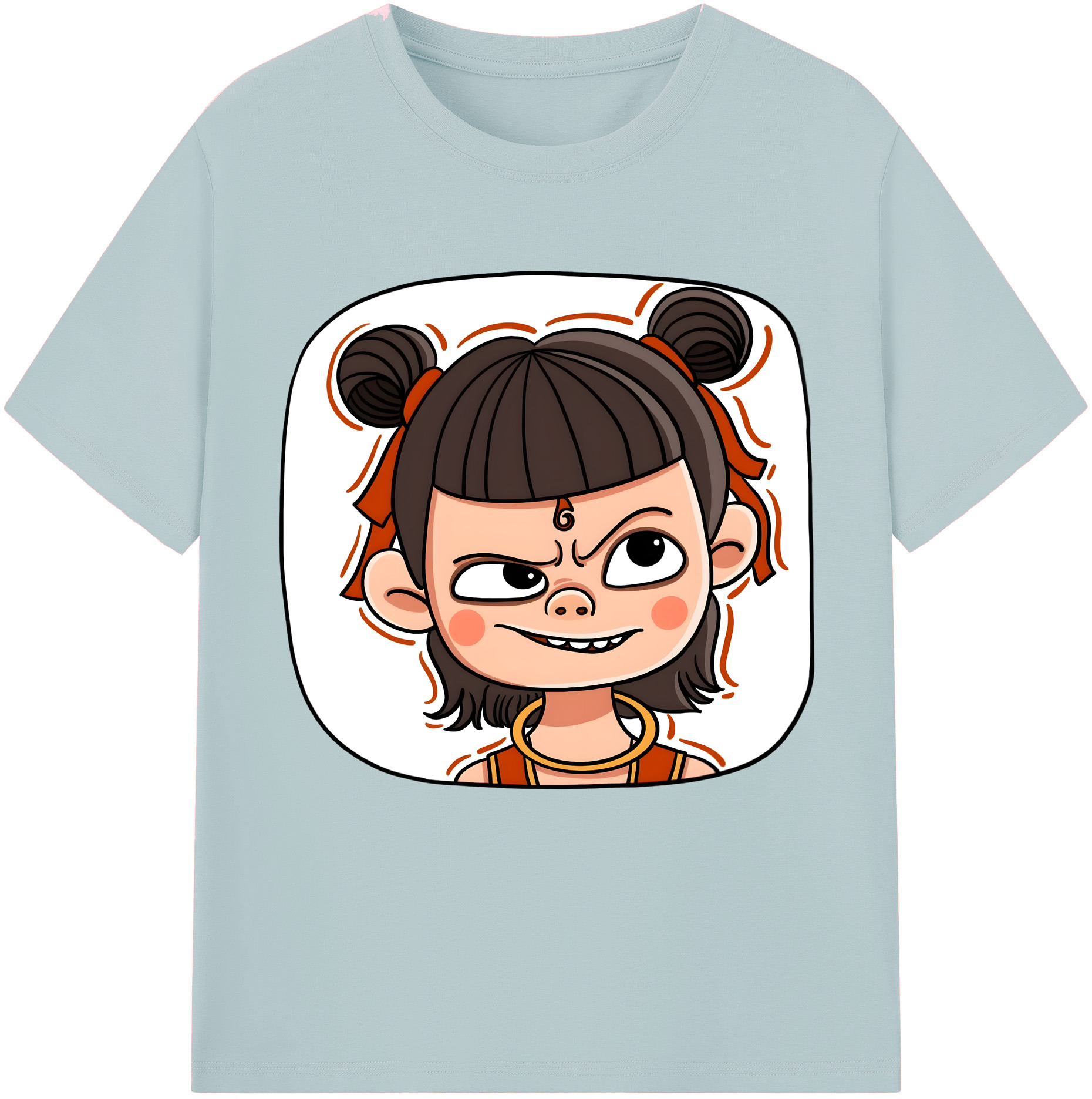 （画像用） Ne Zha 2 ナタ 魔童の大暴れ 綿100％半袖Tシャツ（フロントプリント）